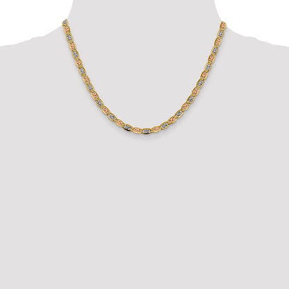 14K Tri-Color 4.65mm Pav Valentino With Lobster Clasp Chain Necklace