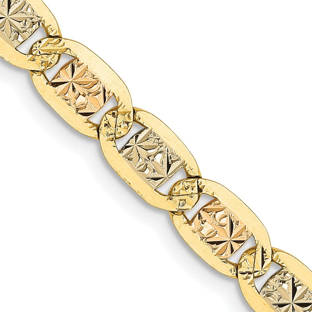 14K Tri-Color 4.65mm Pav Valentino With Lobster Clasp Chain Necklace