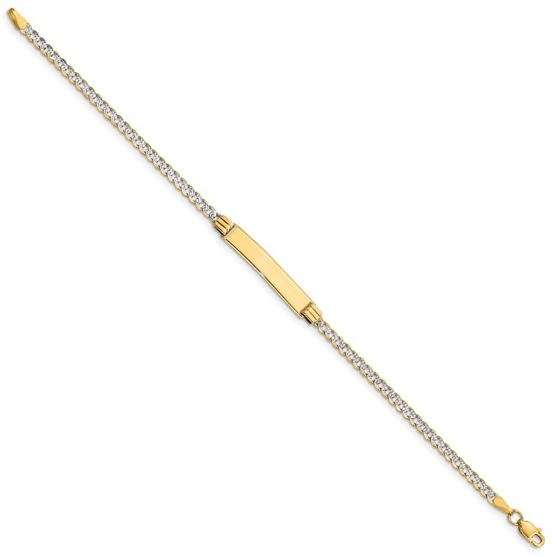 7 Inch 14K With Rhodium Pav Curb Id Bracelet