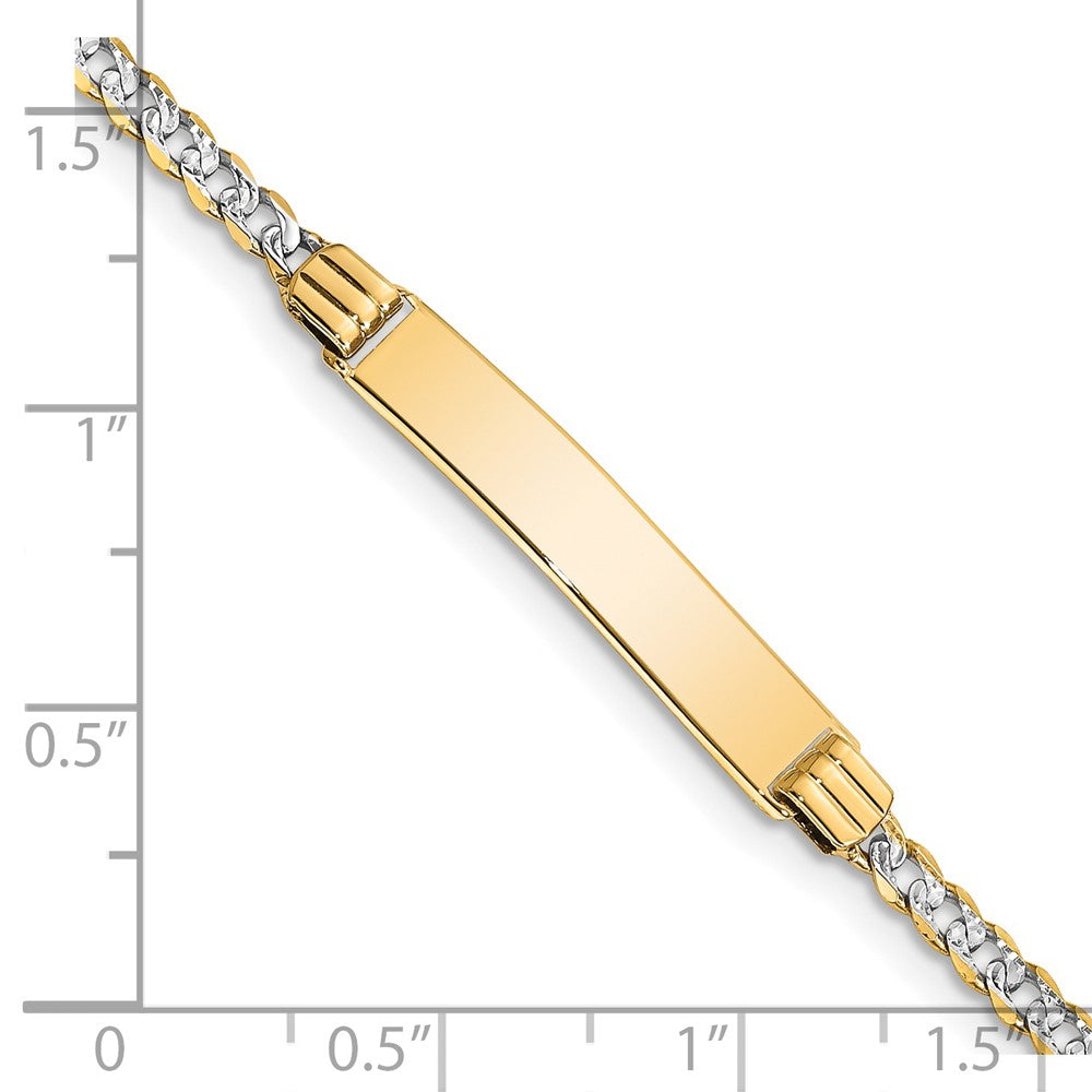 8 Inch 14K With Rhodium Pav Curb Id Bracelet
