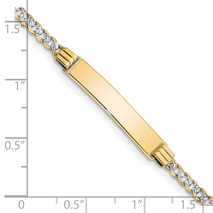 8 Inch 14K With Rhodium Pav Curb Id Bracelet