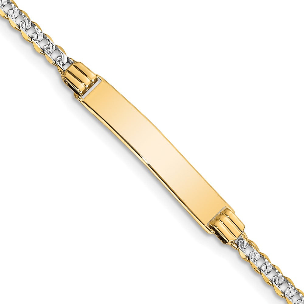 8 Inch 14K With Rhodium Pav Curb Id Bracelet