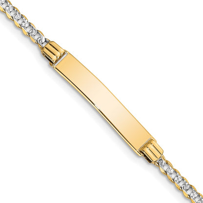 8 Inch 14K With Rhodium Pav Curb Id Bracelet