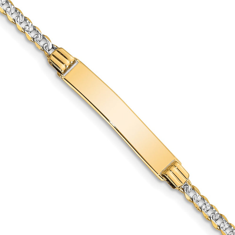 8 Inch 14K With Rhodium Pav Curb Id Bracelet