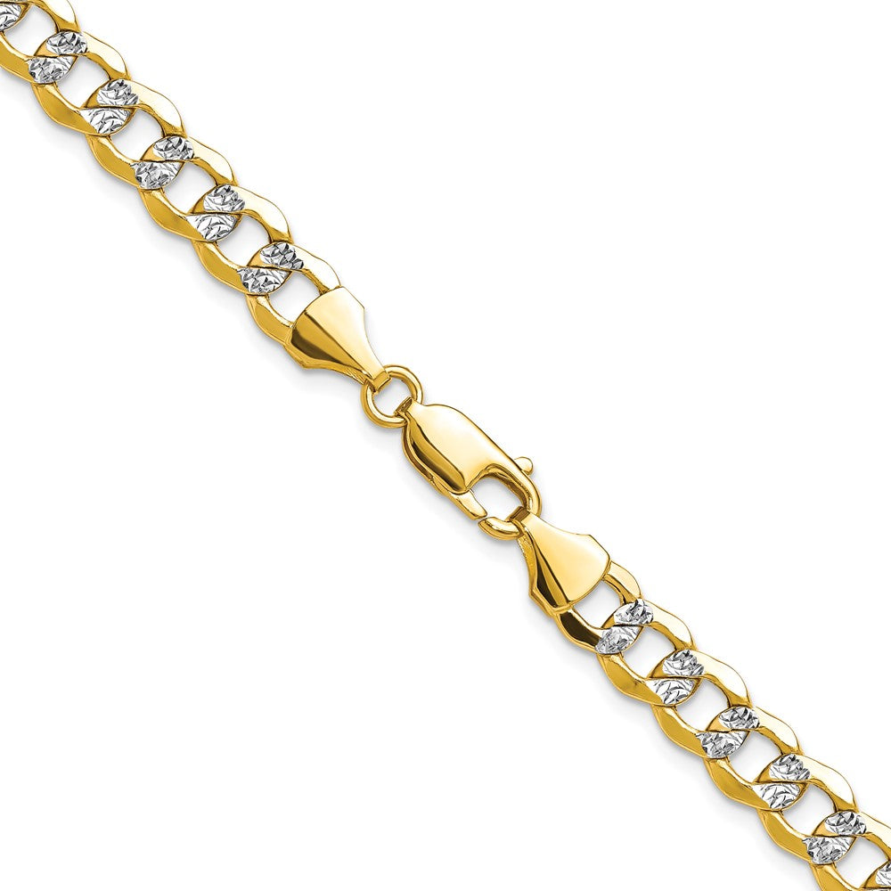 14K Yellow & Rhodium 7.1mm Semi-Solid With Pav Curb Chain Necklace