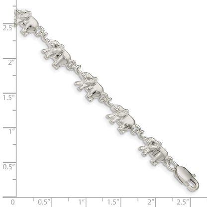 7 Inch Sterling Silver Elephants Bracelet