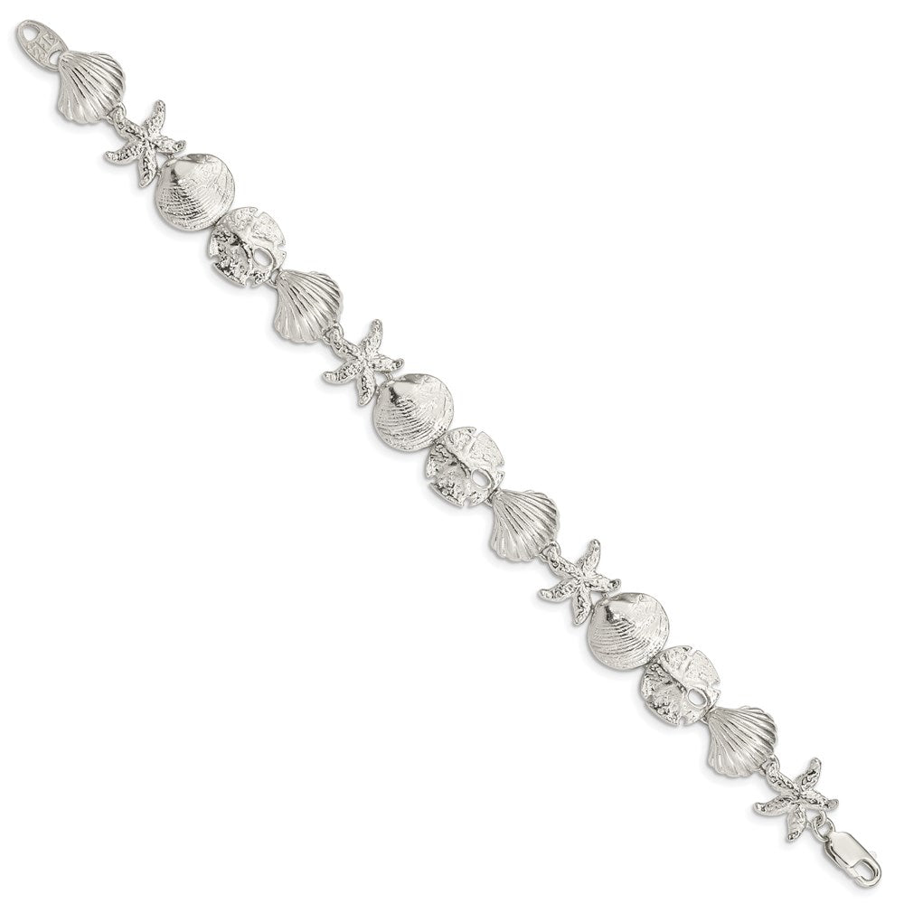 7 Inch Sterling Silver Seashells Bracelet