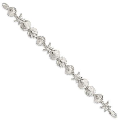 7 Inch Sterling Silver Seashells Bracelet