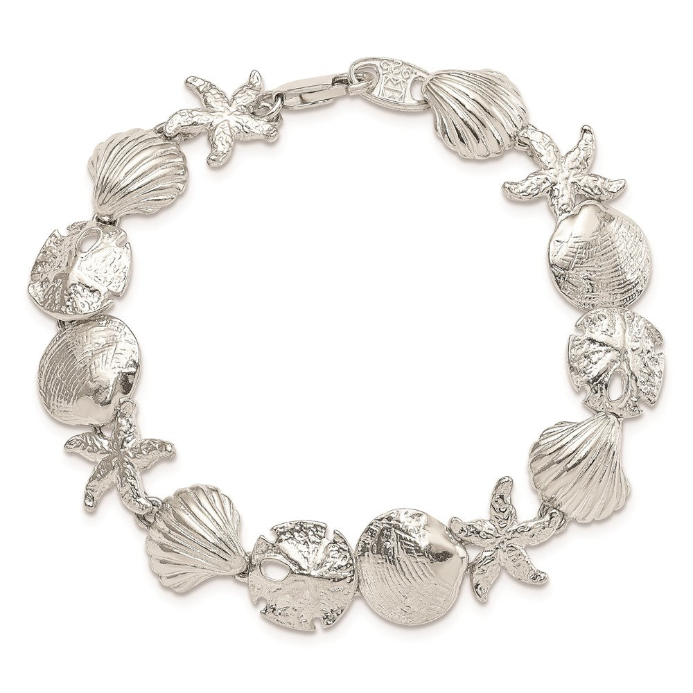 7 Inch Sterling Silver Seashells Bracelet
