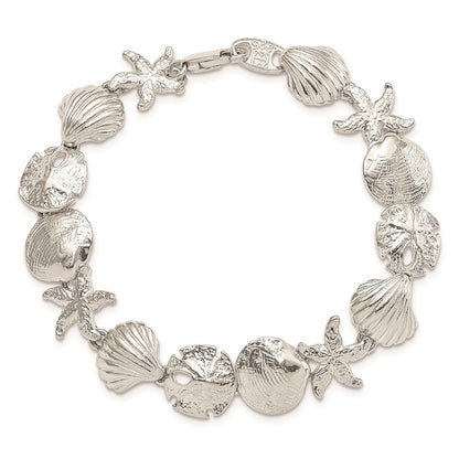 7 Inch Sterling Silver Seashells Bracelet