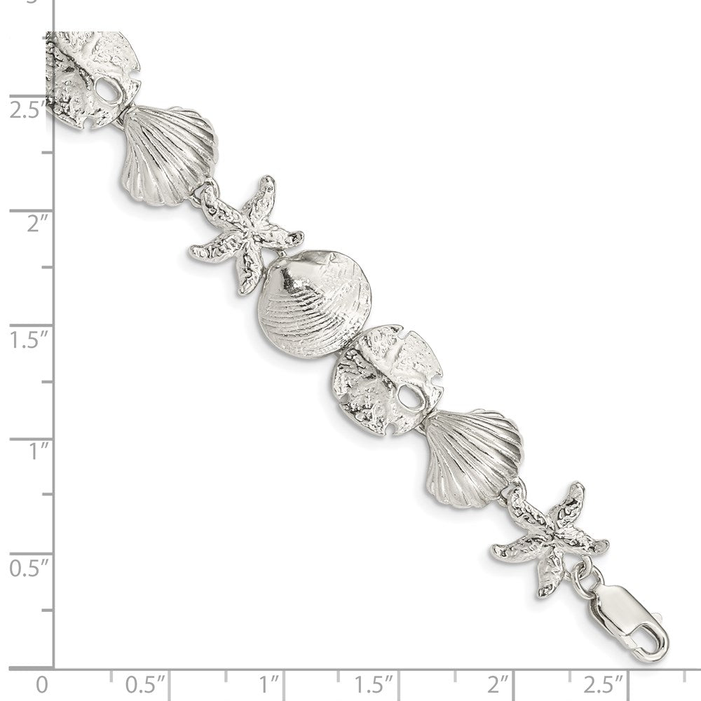 8 Inch Sterling Silver Seashells Bracelet