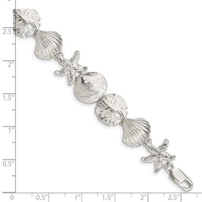 7 Inch Sterling Silver Seashells Bracelet