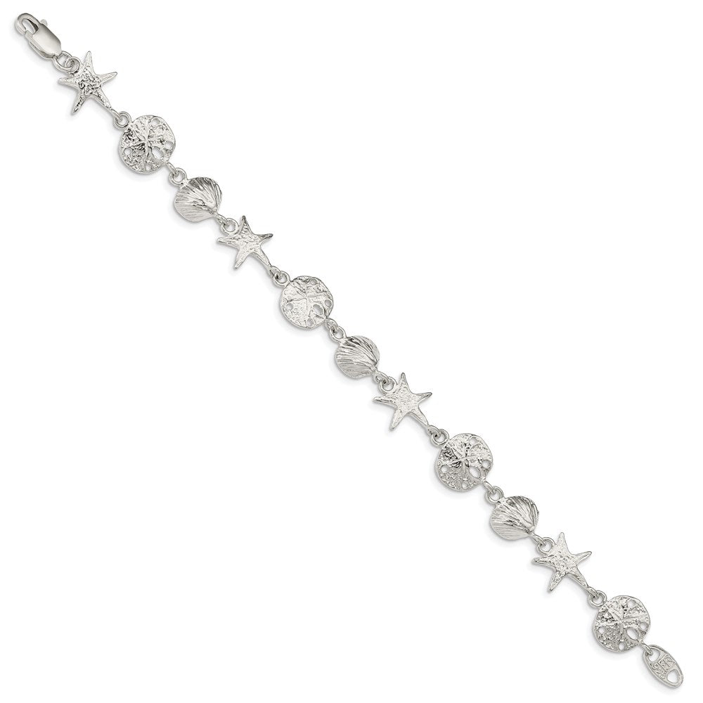 8 Inch Sterling Silver Seashells Bracelet