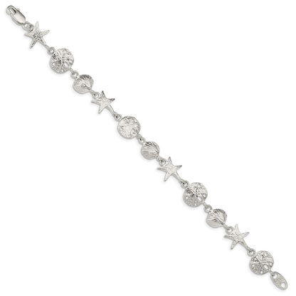 8 Inch Sterling Silver Seashells Bracelet