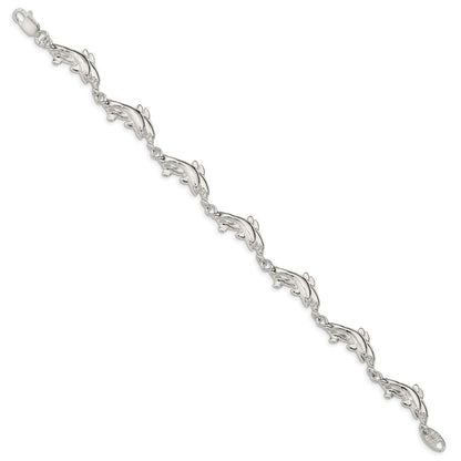 7 Inch Sterling Silver Dolphins Bracelet