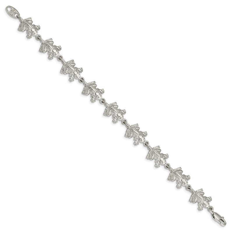 7 Inch Sterling Silver Frogs Bracelet