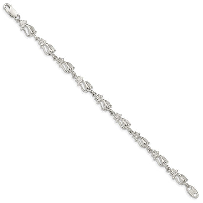 7 Inch Sterling Silver Cats Bracelet