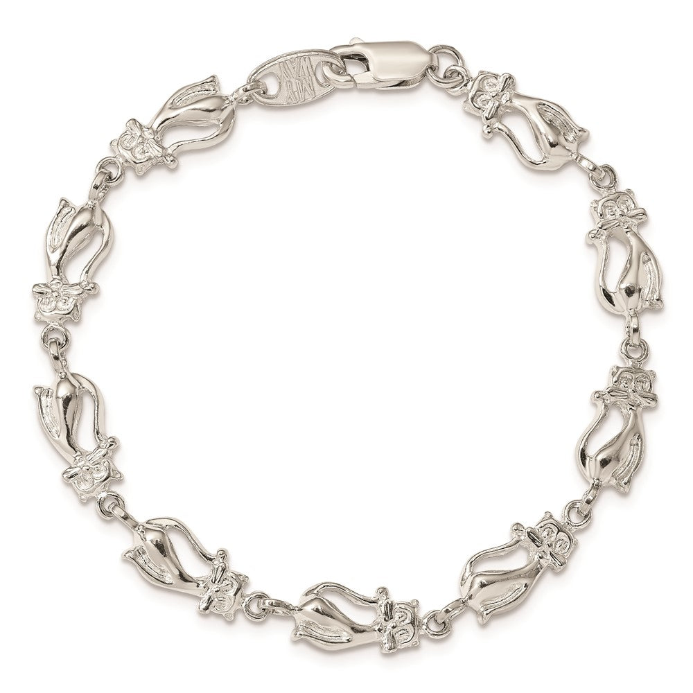 8 Inch Sterling Silver Cats Bracelet