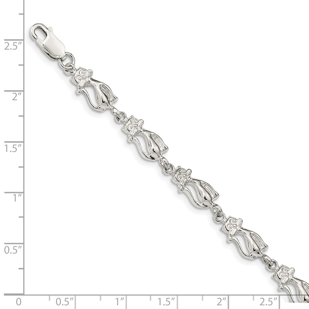 8 Inch Sterling Silver Cats Bracelet