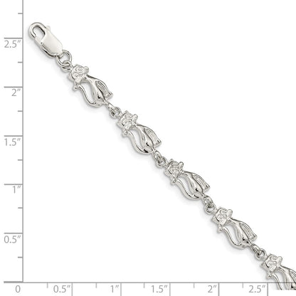 8 Inch Sterling Silver Cats Bracelet