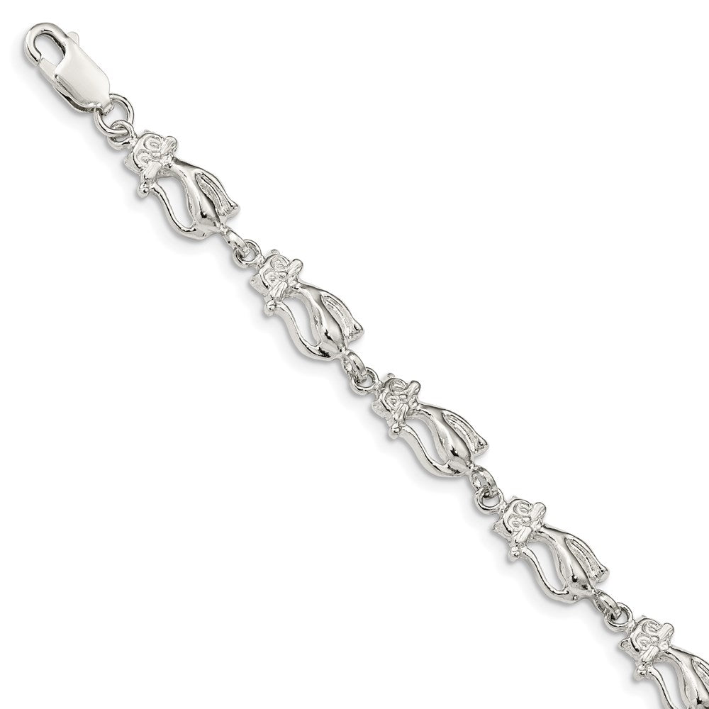 7 Inch Sterling Silver Cats Bracelet