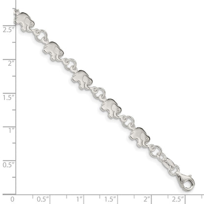 7.5 Inch Sterling Silver Polished Elephant Bracelet