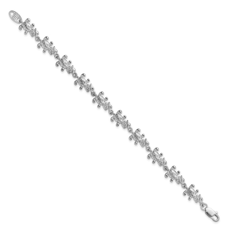7 Inch Sterling Silver Polished Bears With Hats Bracelet