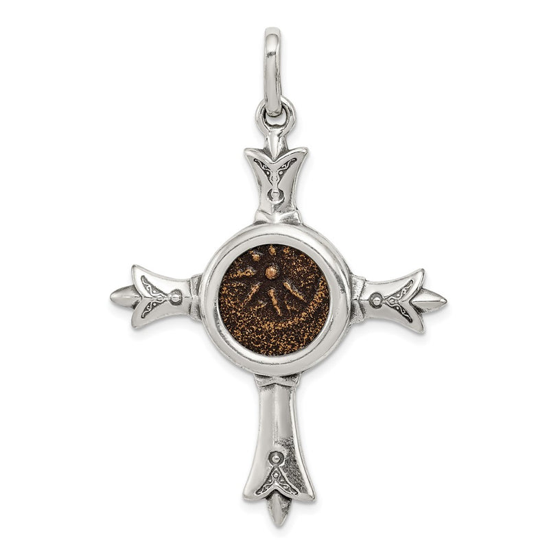 Sterling Silver Ancient Coins Antiqued Widow's Mite Coin Cross Pendant