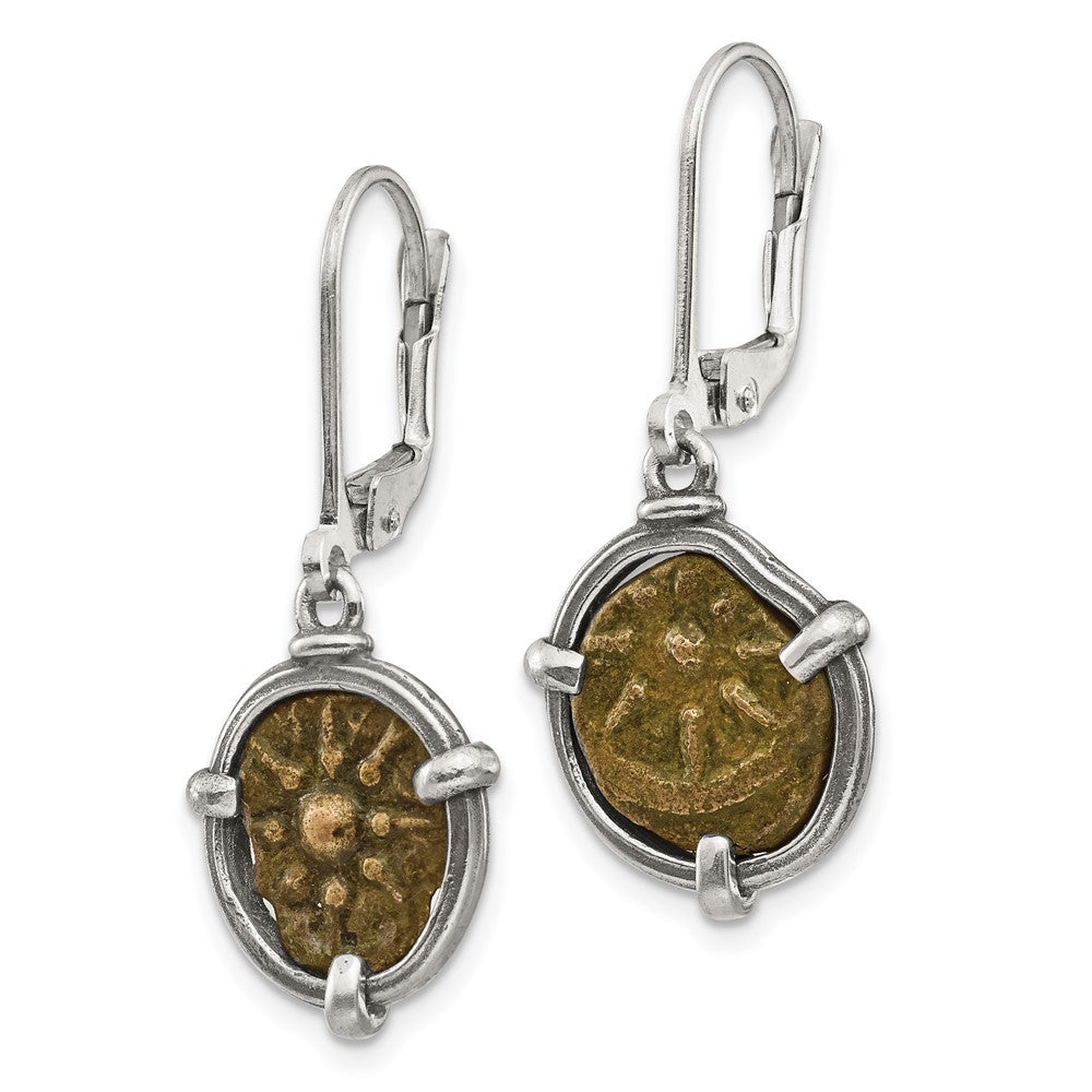 Sterling Silver Ancient Coins Antiqued Widow's Mite Coin Earrings