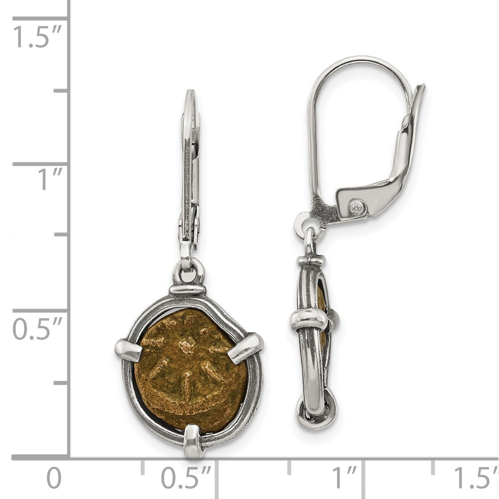 Sterling Silver Ancient Coins Antiqued Widow's Mite Coin Earrings