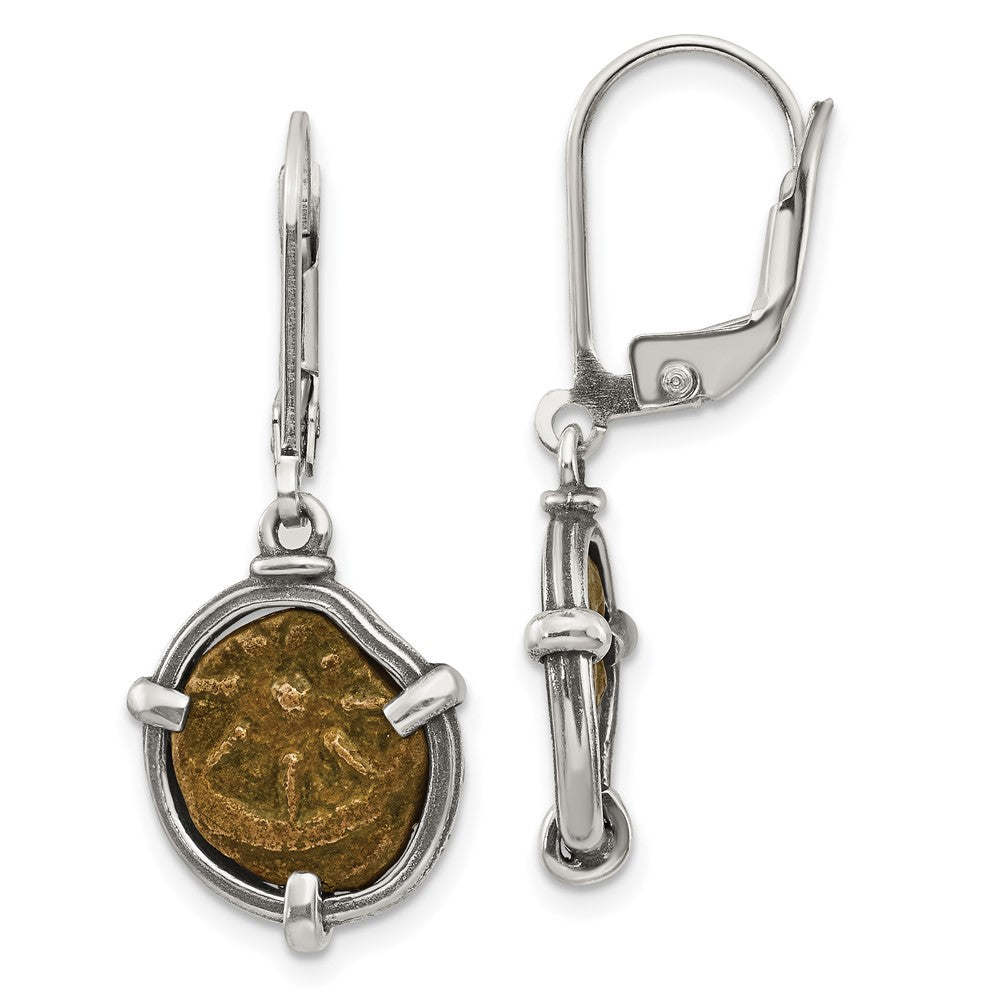 Sterling Silver Ancient Coins Antiqued Widow's Mite Coin Earrings