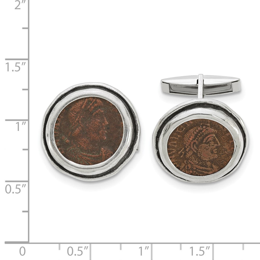 Sterling Silver Ancient Coins Antiqued Roman Bronze Coin Cufflinks