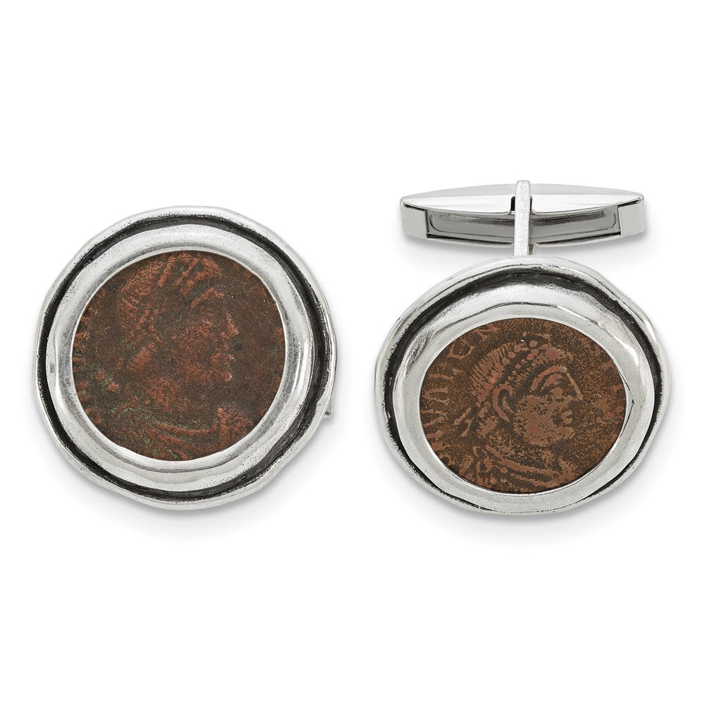 Sterling Silver Ancient Coins Antiqued Roman Bronze Coin Cufflinks