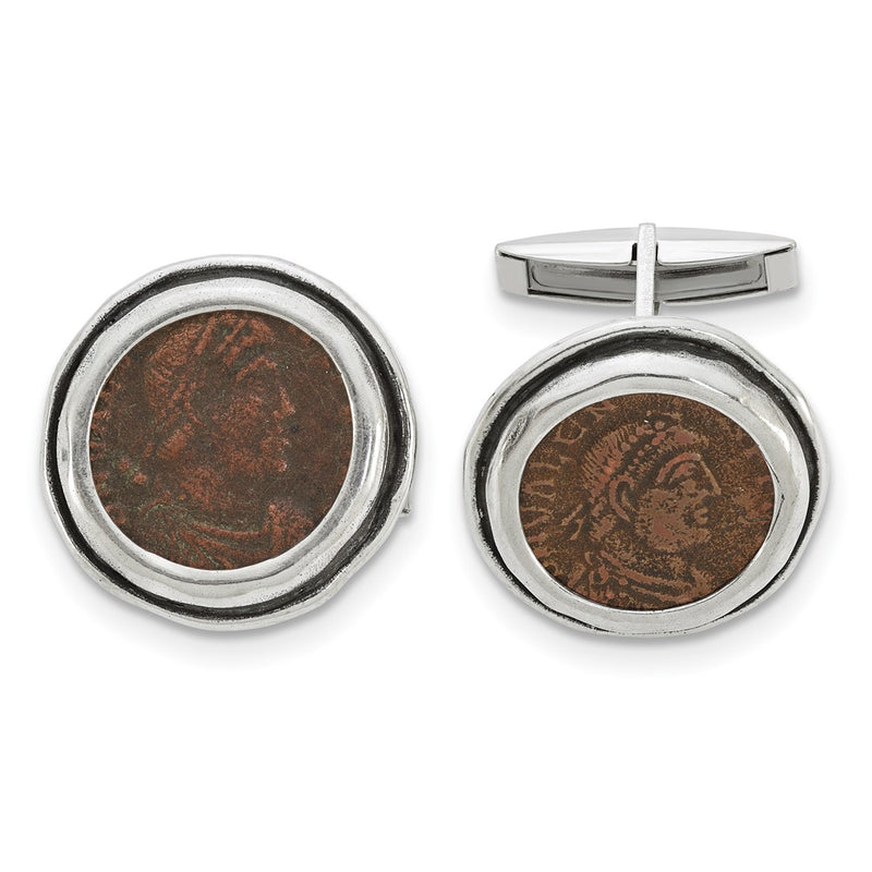 Sterling Silver Ancient Coins Antiqued Roman Bronze Coin Cufflinks