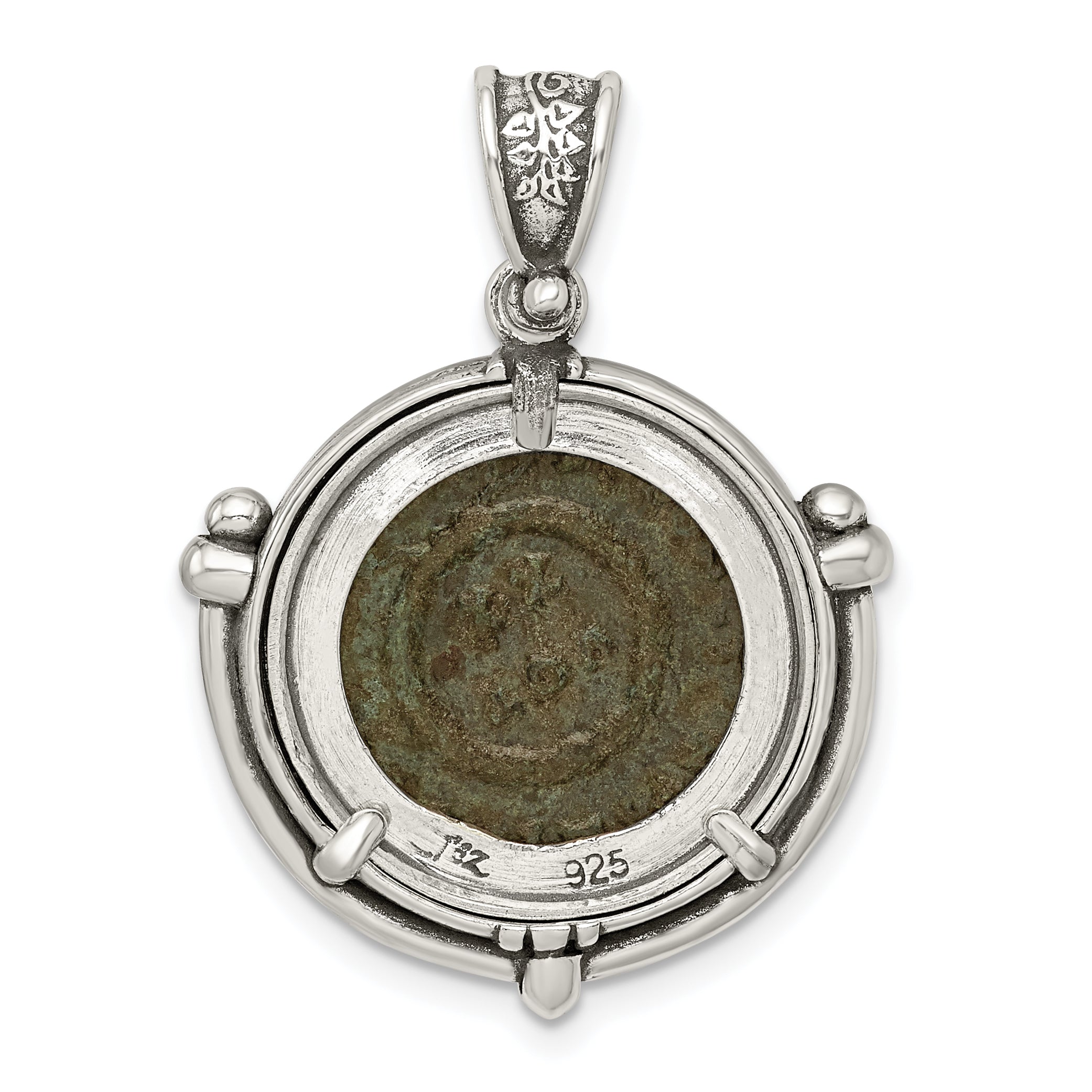Sterling Silver Ancient Coins And Bronze Antiqued Constantine L Coin Pendant With A Certificate Of Authenticity