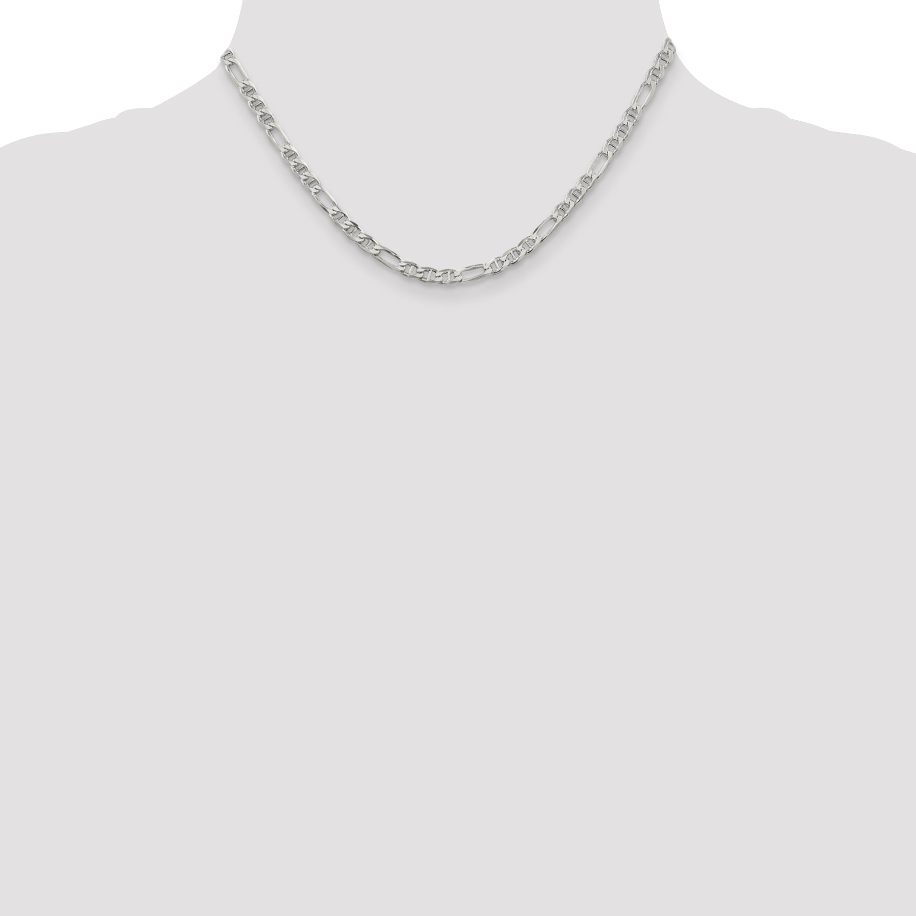 16 Inch Sterling Silver 3.75mm Figaro Anchor Chain