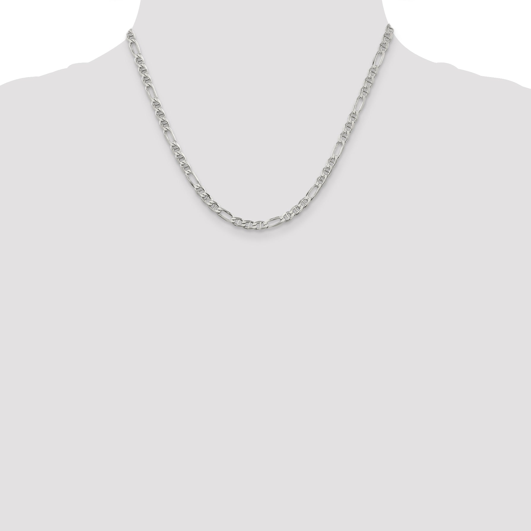 18 Inch Sterling Silver 3.75mm Figaro Anchor Chain