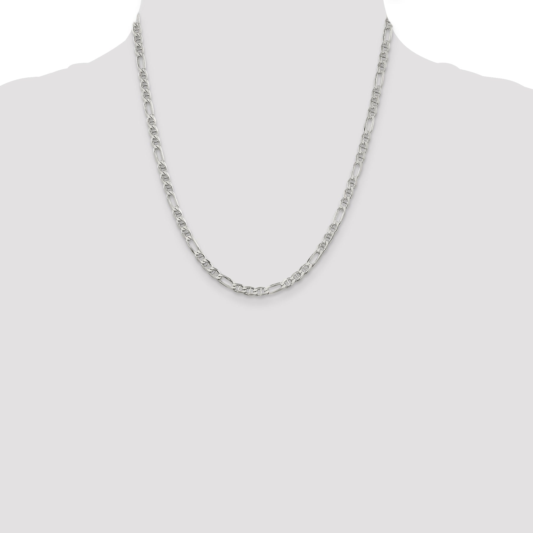 20 Inch Sterling Silver 3.75mm Figaro Anchor Chain