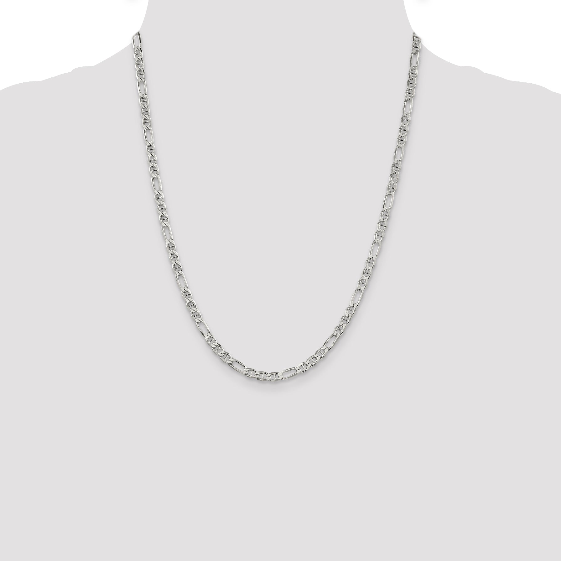 22 Inch Sterling Silver 3.75mm Figaro Anchor Chain