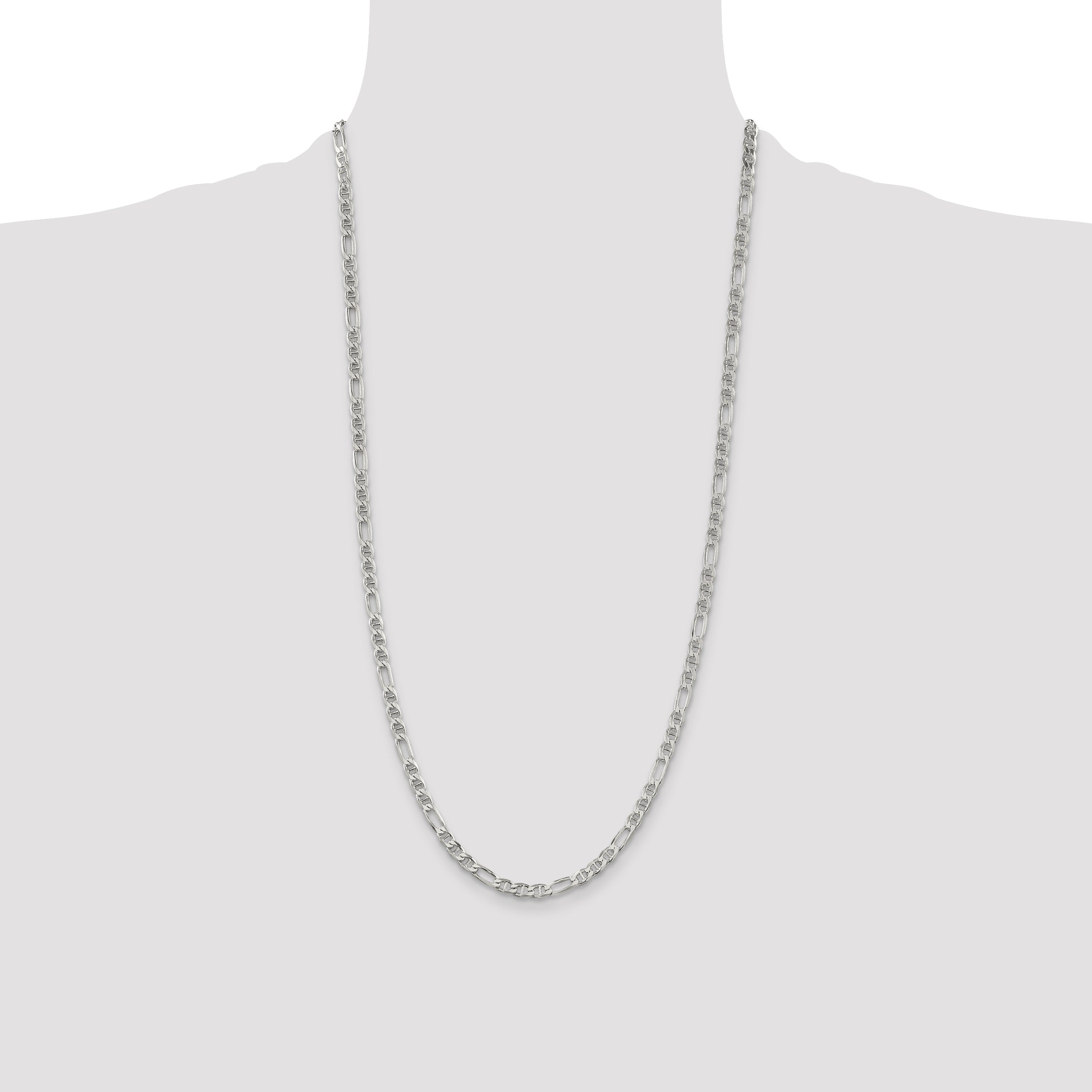 28 Inch Sterling Silver 3.75mm Figaro Anchor Chain