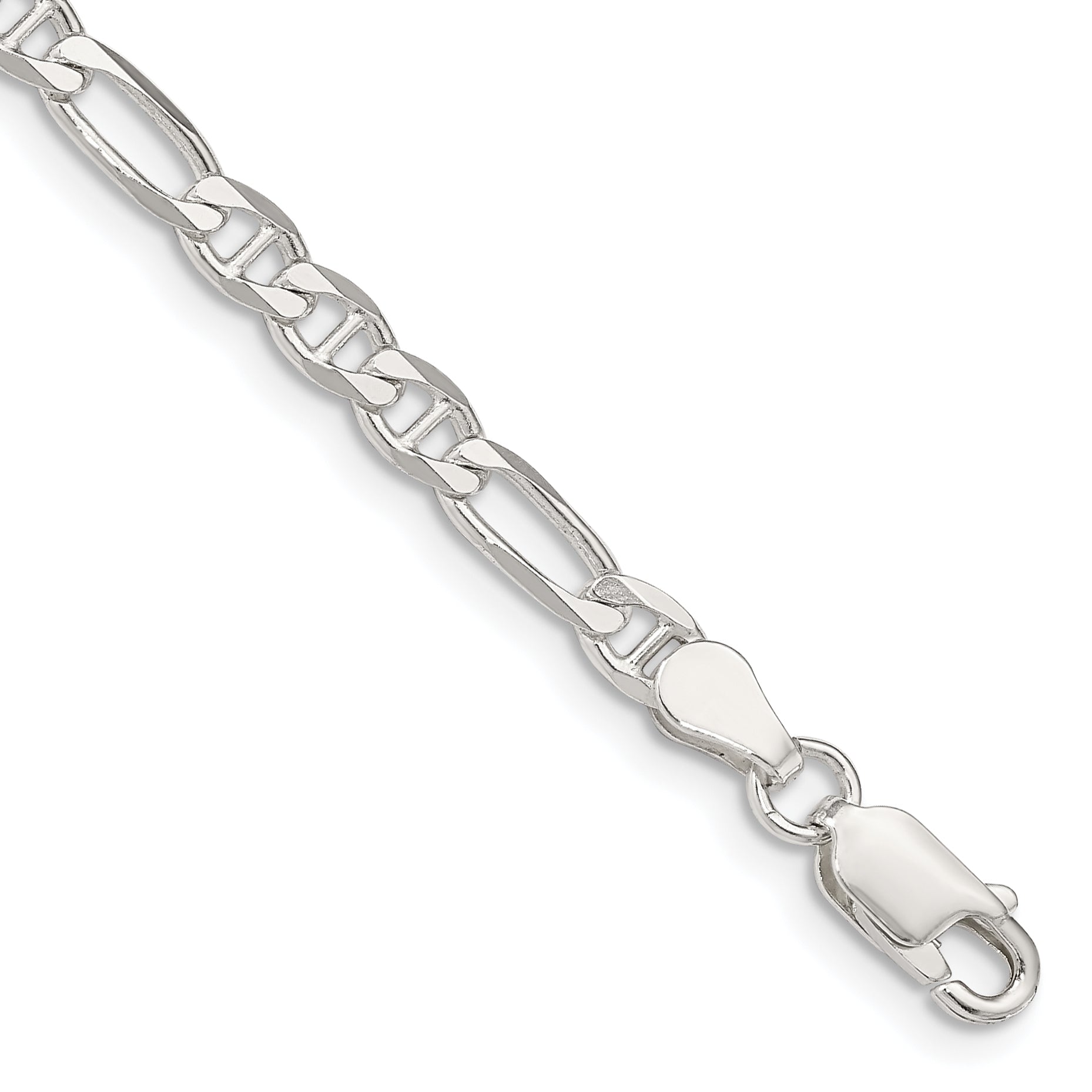 8 Inch Sterling Silver 3.75mm Figaro Anchor Chain