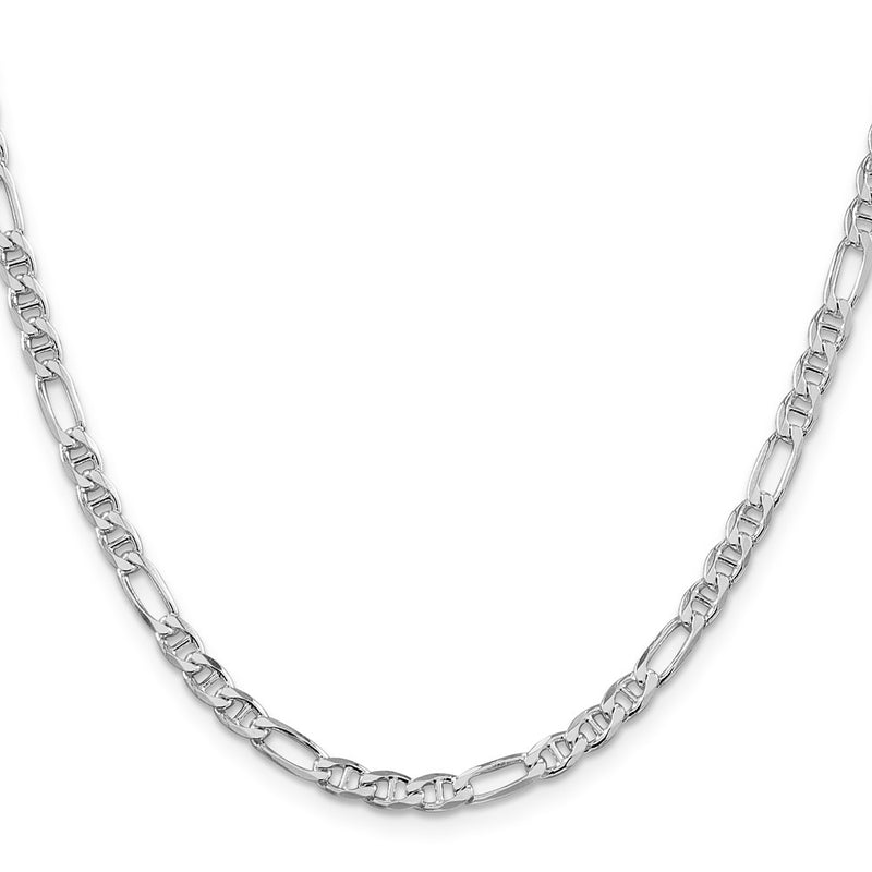 Sterling Silver Rhodium-Plated 3.75mm Figaro Anchor Chain Necklace