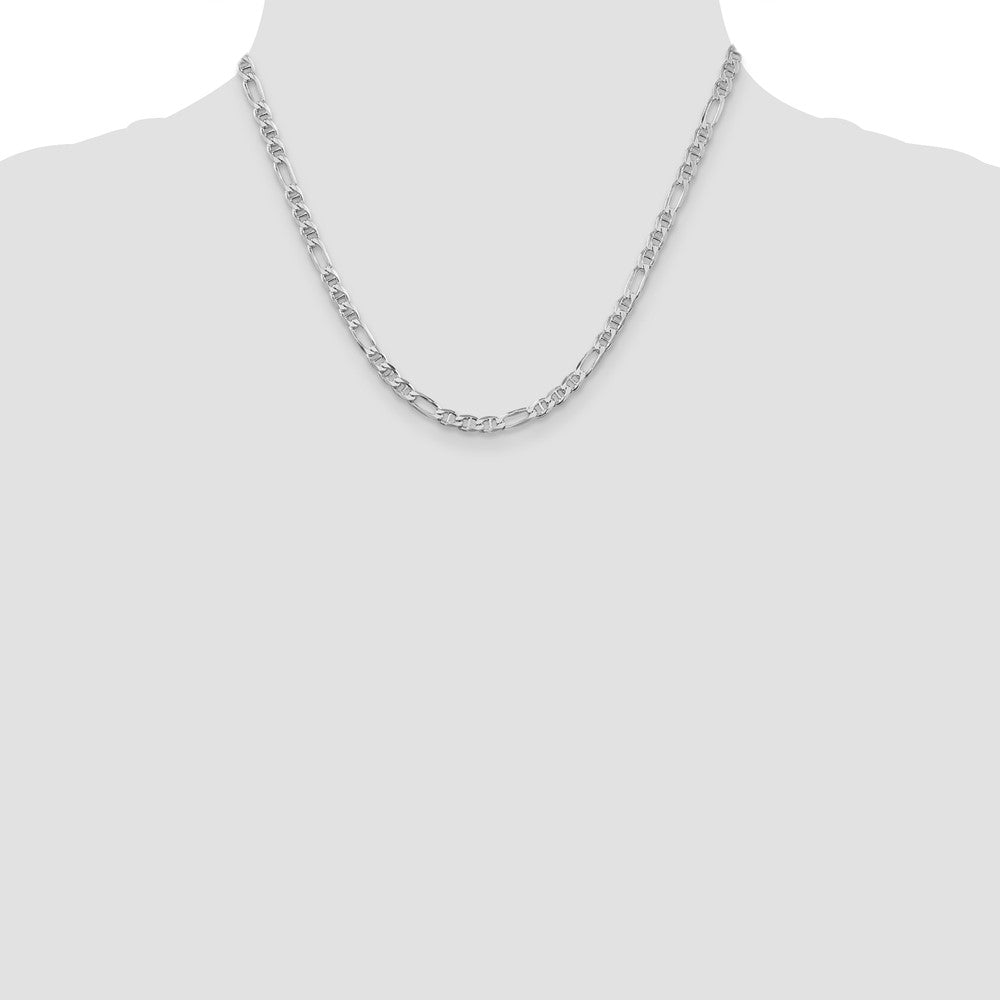 Sterling Silver Rhodium-Plated 3.75mm Figaro Anchor Chain Necklace
