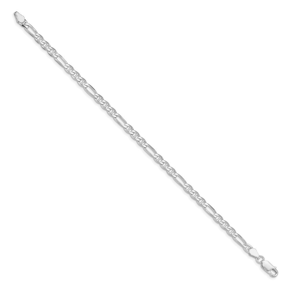 Sterling Silver Rhodium-plated 3.75mm Figaro Anchor Chain Bracelet