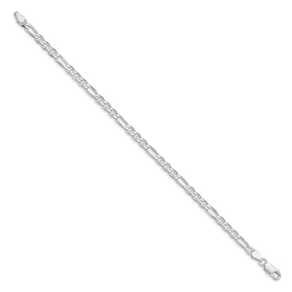 Sterling Silver Rhodium-plated 3.75mm Figaro Anchor Chain Bracelet