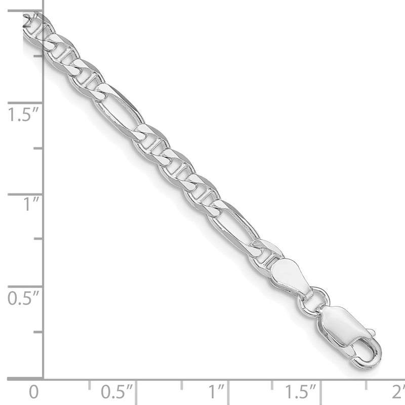 Sterling Silver Rhodium-plated 3.75mm Figaro Anchor Chain Bracelet