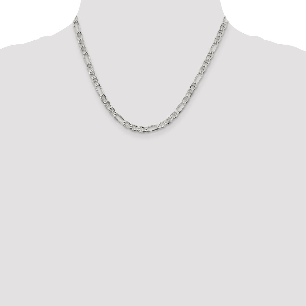 Sterling Silver 4.5mm Figaro Anchor Chain Necklace