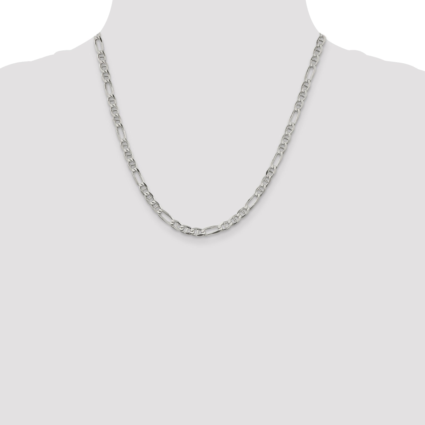 20 Inch Sterling Silver 4.5mm Figaro Anchor Chain