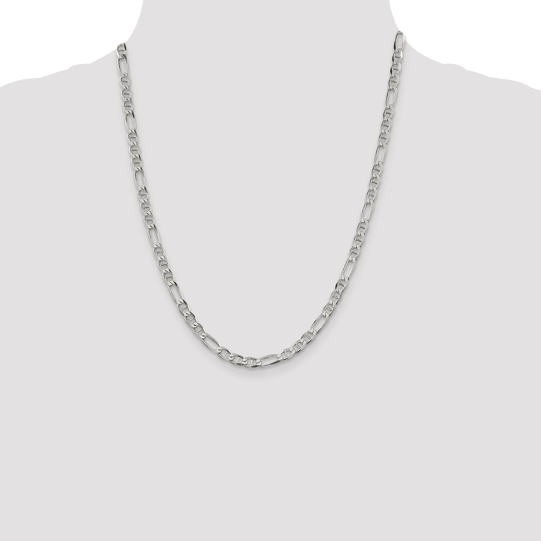 22 Inch Sterling Silver 4.5mm Figaro Anchor Chain