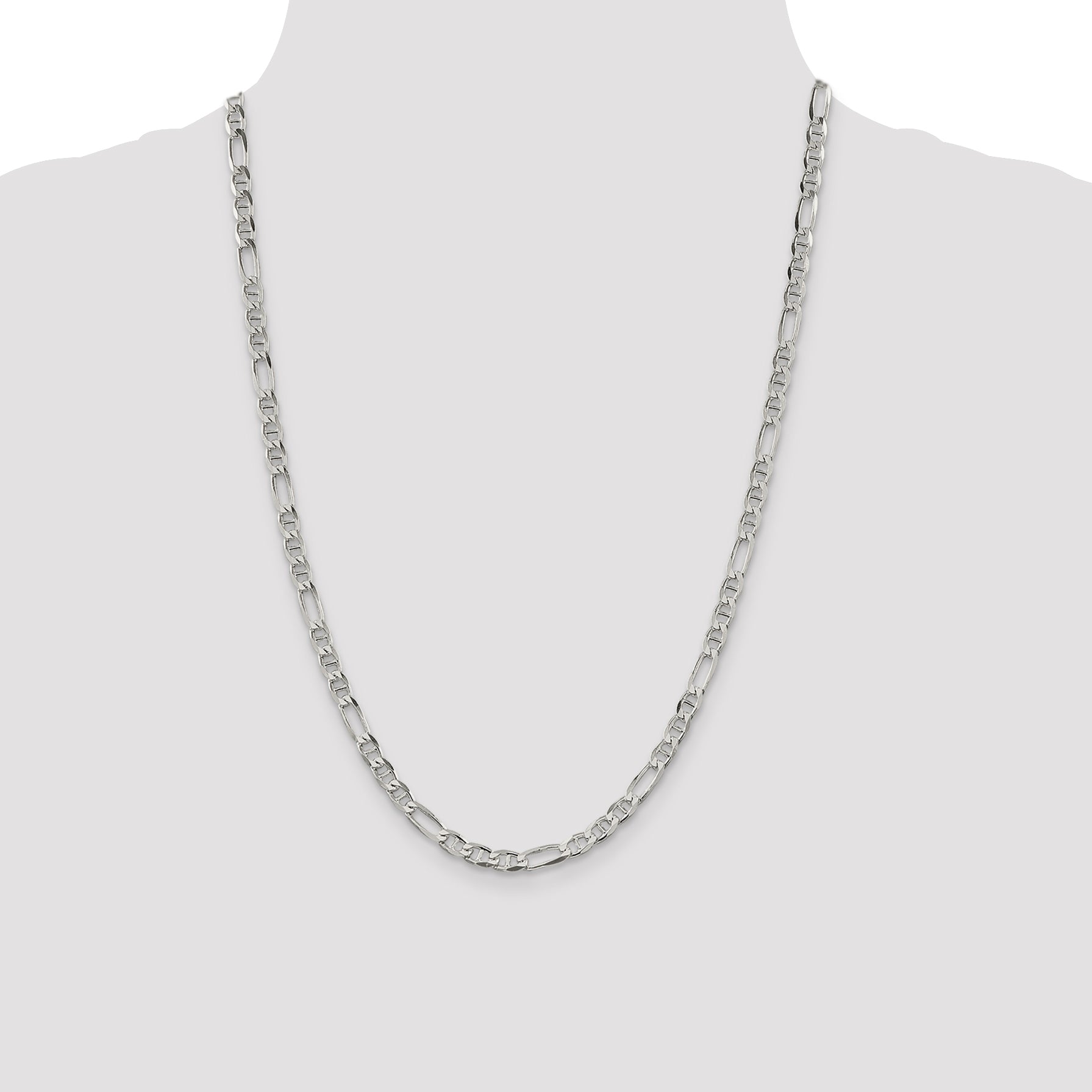 24 Inch Sterling Silver 4.5mm Figaro Anchor Chain